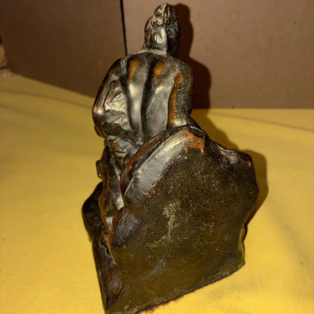 Vintage Bronze Native American Indian Hunting with Dog Book Bookend